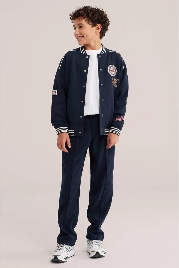 WE Fashion corduroy tapered joggingbroek donkerblauw Jongens Polyester - Foto 2