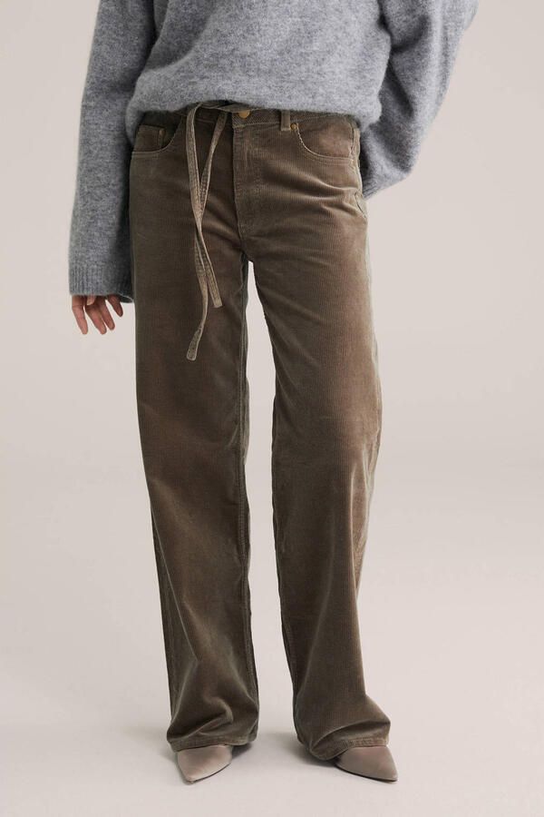 WE Fashion corduroy Wide leg regular waist broek lichtbruin