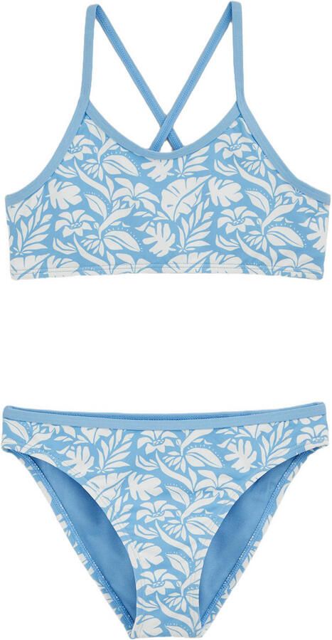 WE Fashion crop bikini lichtblauw wit