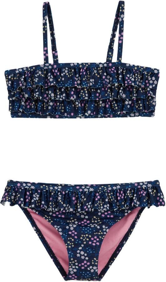 WE Fashion crop bikini met ruches donkerblauw