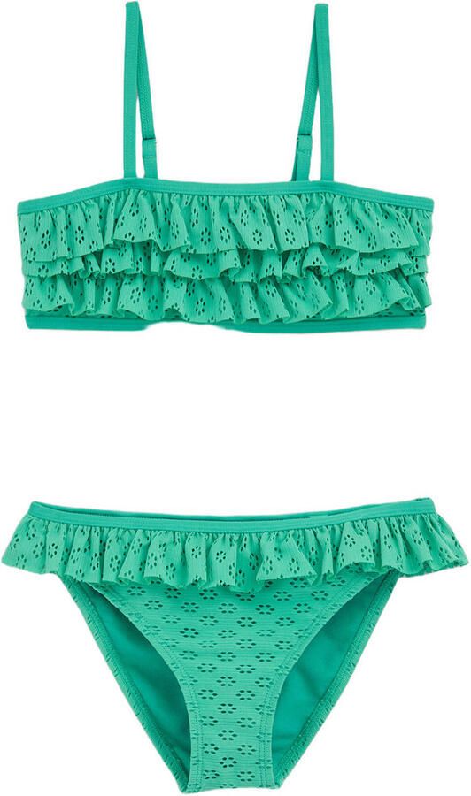 WE Fashion crop bikini met ruches groen