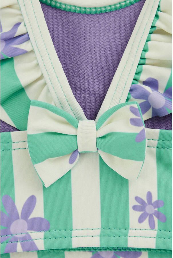 WE Fashion crop bikini met ruches mintgroen lila wit - Foto 2
