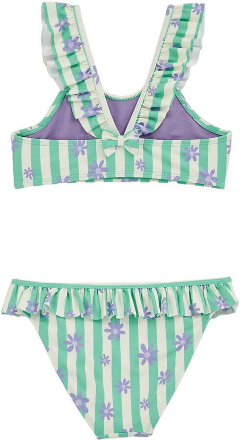 WE Fashion crop bikini met ruches mintgroen lila wit - Foto 3