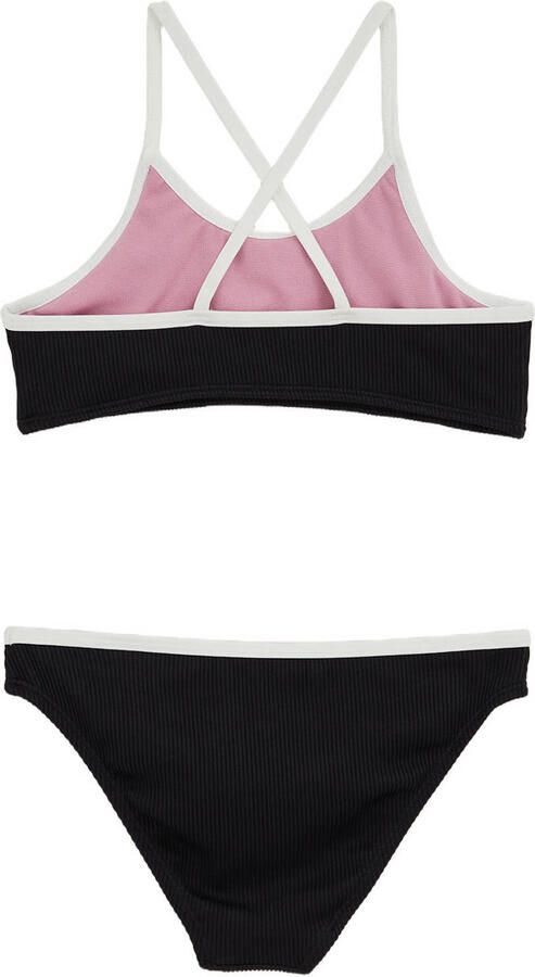 WE Fashion crop bikini met textuur zwart wit - Foto 2