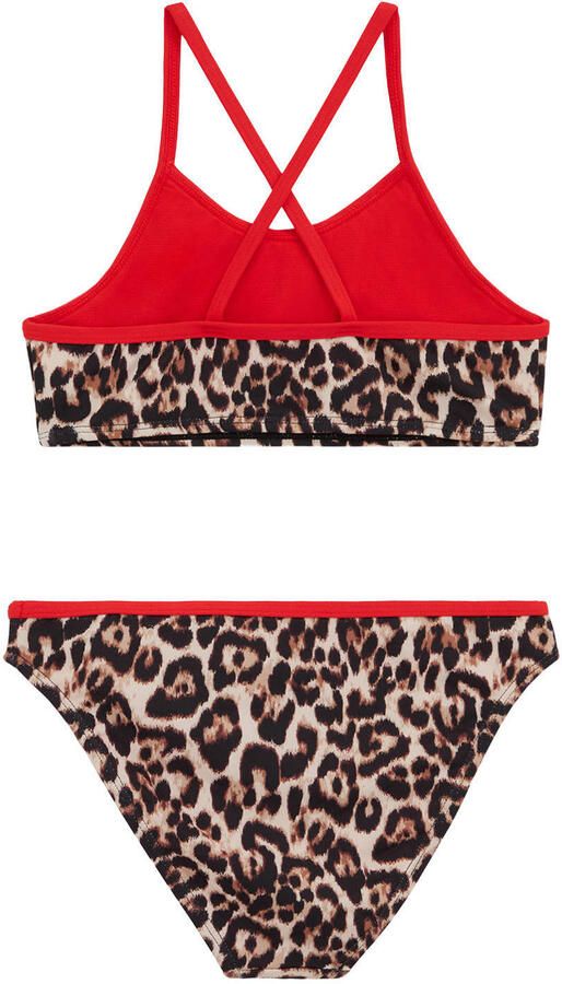 WE Fashion cropbikini met panterprint beige bruin rood
