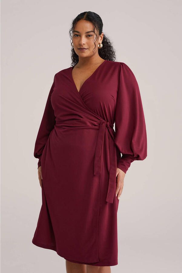 WE Fashion Curve A-lijn jurk donkerrood