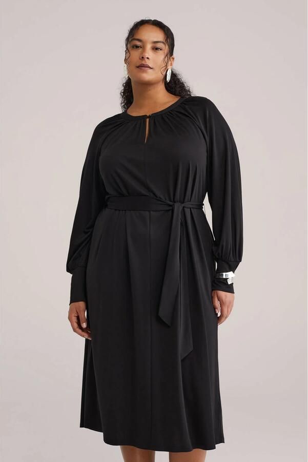 WE Fashion Curve A-lijn jurk zwart