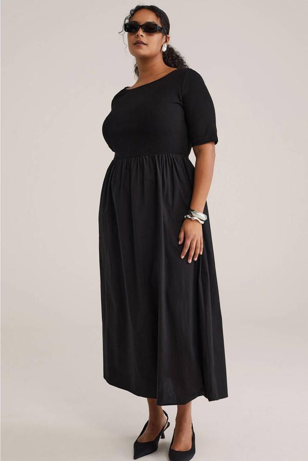 WE Fashion Curve A-lijn jurk zwart - Foto 2