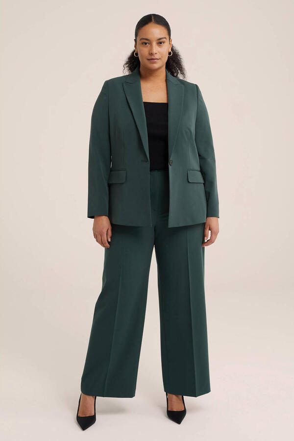 WE Fashion Curve aansluitende blazer donkergroen - Foto 3