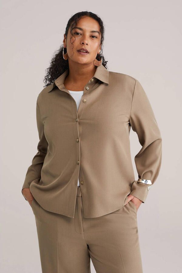WE Fashion Curve blouse bruin