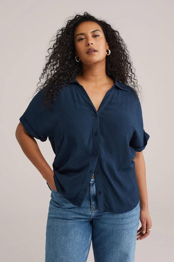 WE Fashion Curve blouse donkerblauw