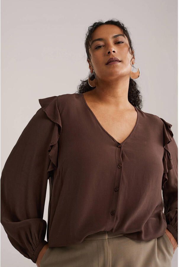 WE Fashion Curve blouse donkerbruin - Foto 2