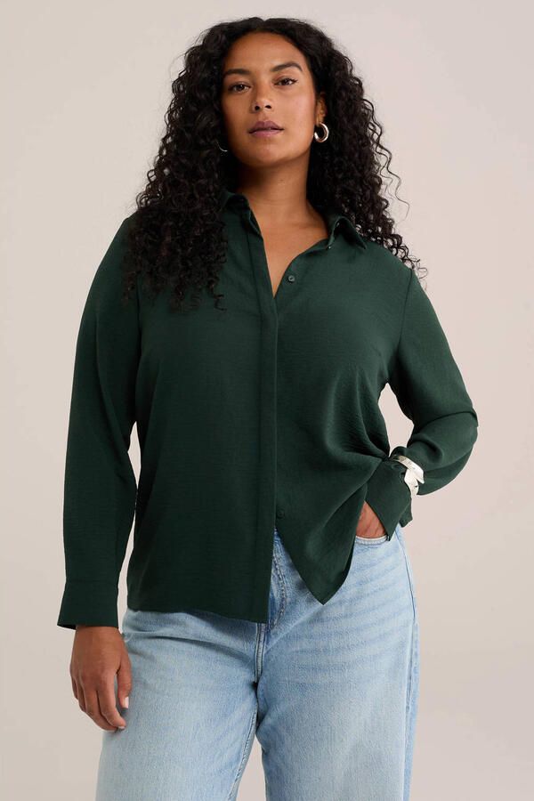 WE Fashion Curve blouse donkergroen