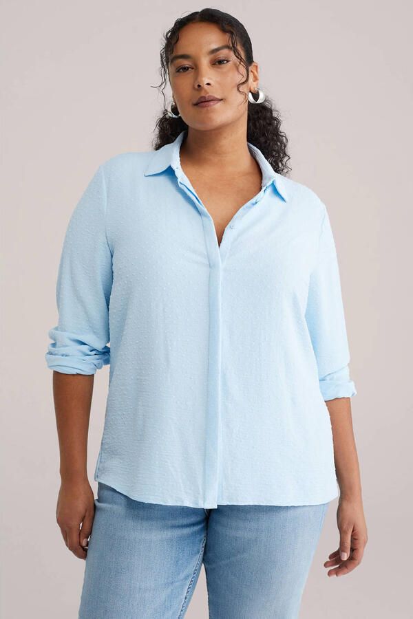 WE Fashion Curve blouse lichtblauw