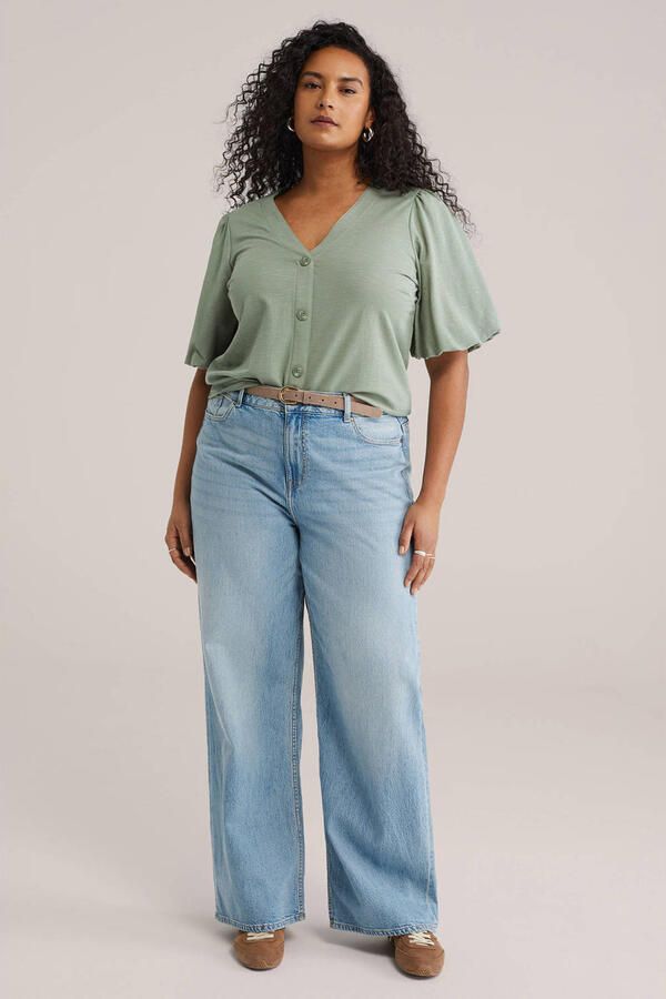 WE Fashion Curve blouse lichtgroen - Foto 2