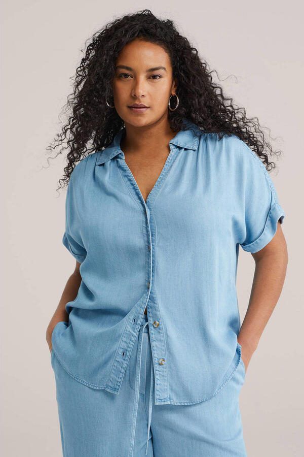 WE Fashion Curve blouse light blue denim