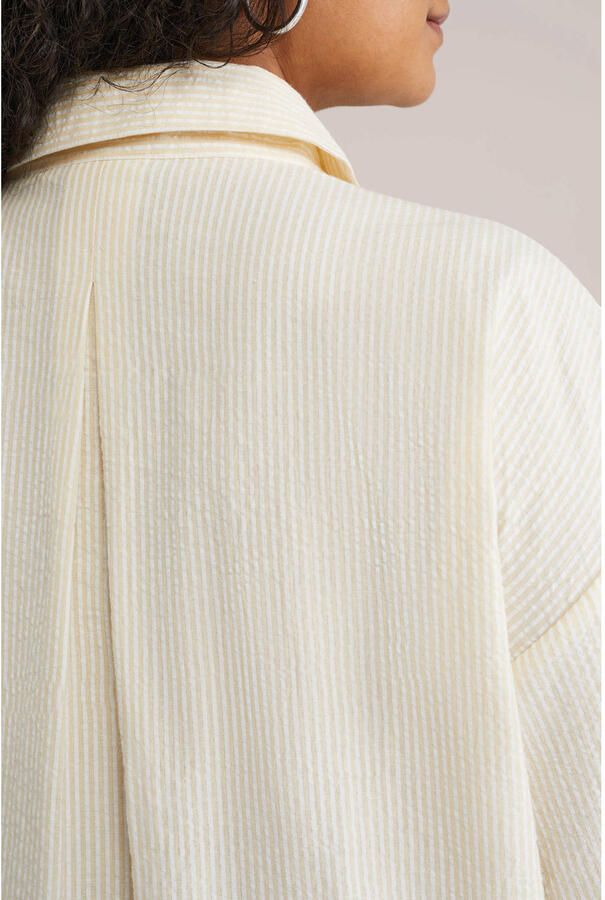 WE Fashion Curve blouse met krijtstreep lichtgeel - Foto 2