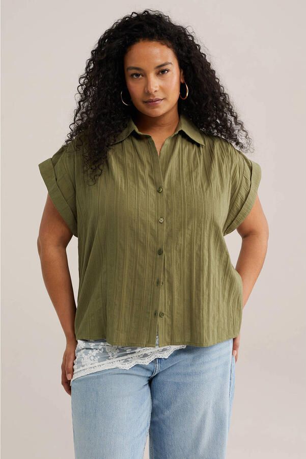 WE Fashion Curve blouse olijfgroen