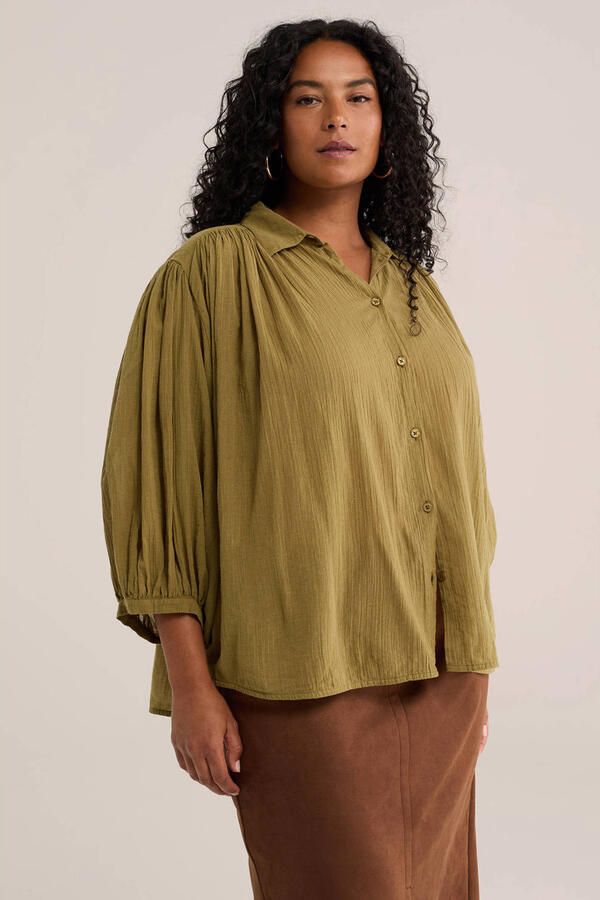 WE Fashion Curve blouse Plus Size kaki