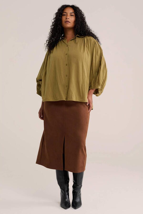 WE Fashion Curve blouse Plus Size kaki - Foto 3
