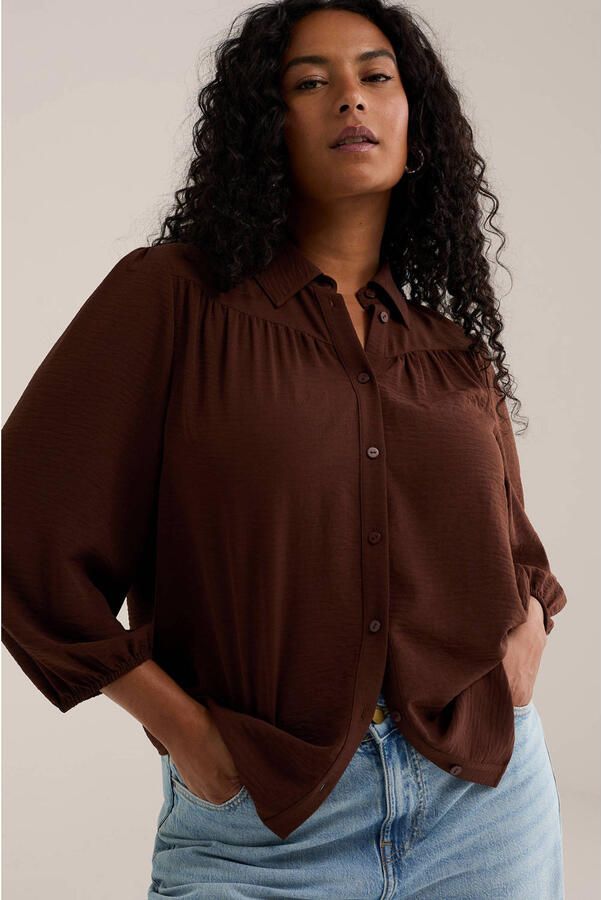 WE Fashion Curve blouse Plus Size roodbruin