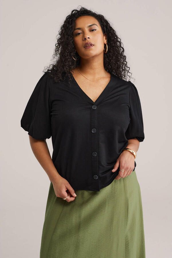 WE Fashion Curve blouse zwart