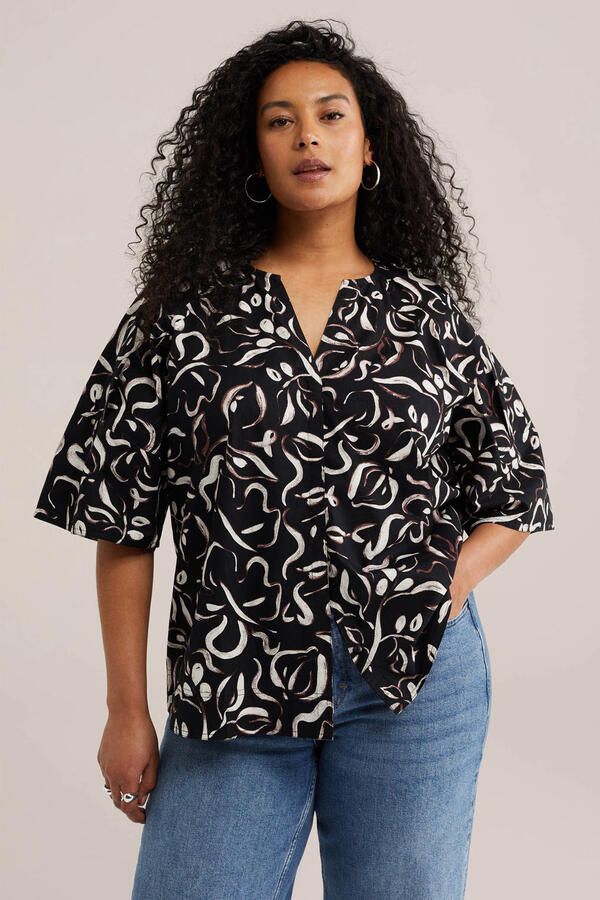 WE Fashion Curve blouse zwart