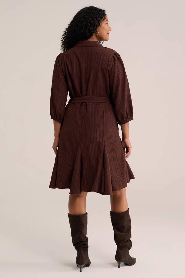 WE Fashion Curve blousejurk met ceintuur Plus Size bruin - Foto 2
