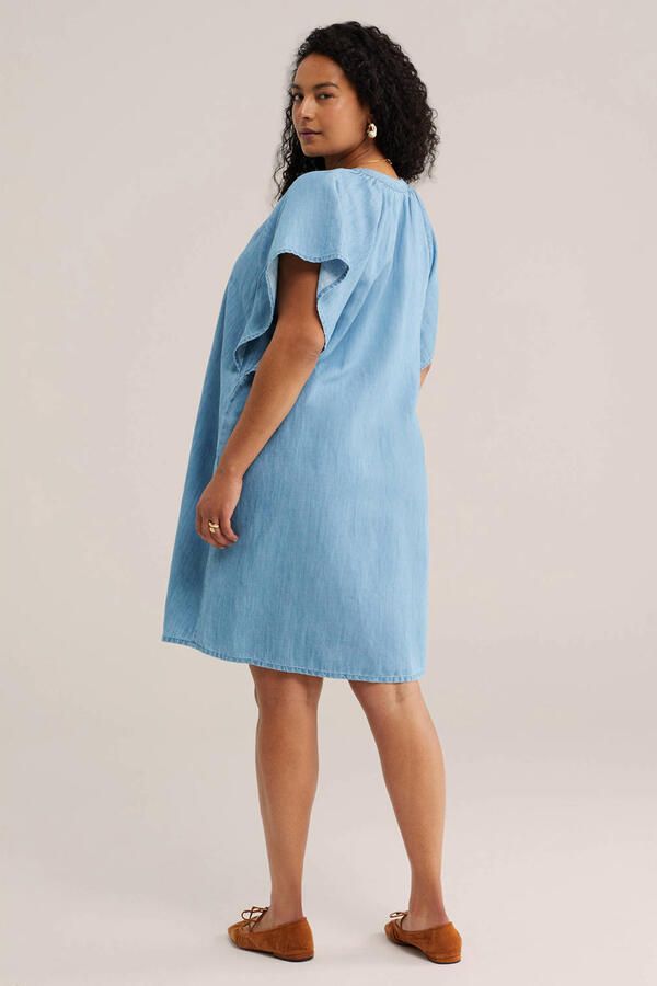 WE Fashion Curve denim spijkerjurk medium blue denim - Foto 3