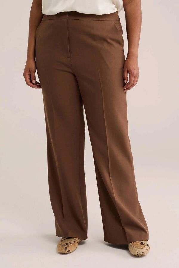 WE Fashion Curve flared broek bruin
