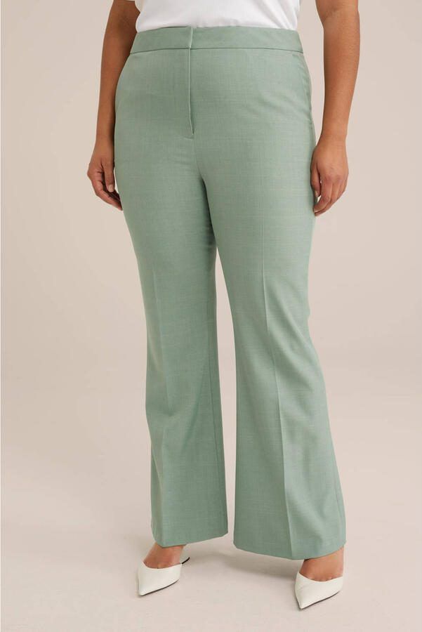 WE Fashion Curve flared regular waist broek mintgroen