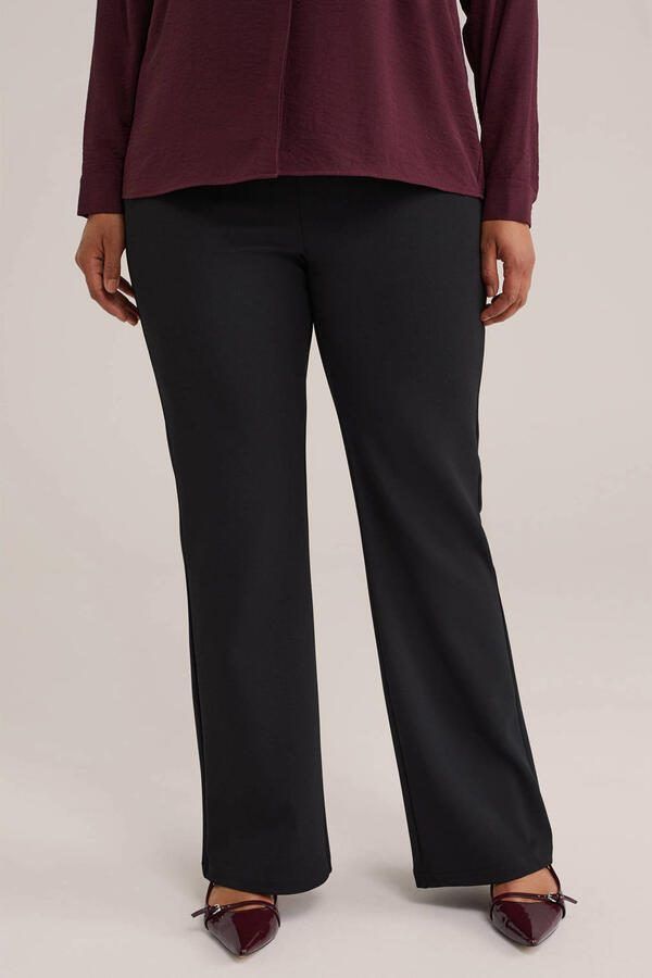 WE Fashion Curve flared regular waist casual broek zwart