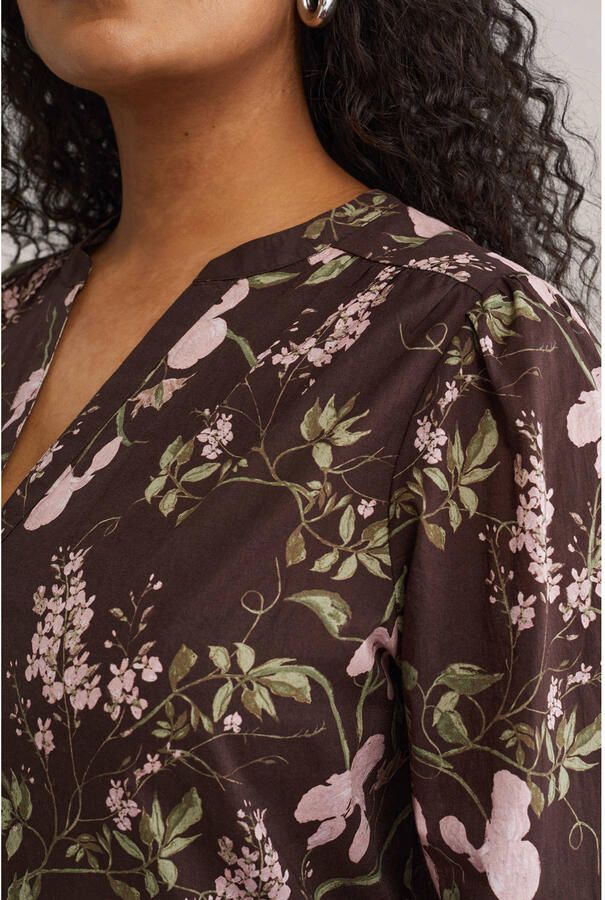 WE Fashion Curve gebloemde blouse bruin - Foto 2