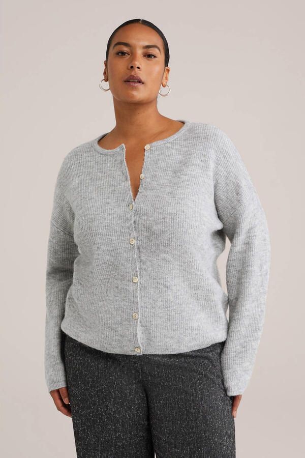 WE Fashion Curve gebreid vest lichtgrijs