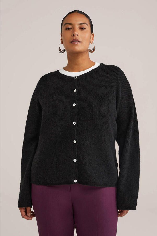 WE Fashion Curve gebreid vest zwart