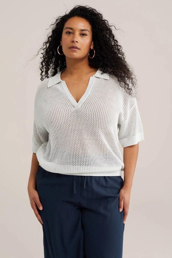 WE Fashion Curve gebreide top wit