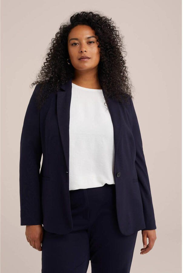 WE Fashion Curve getailleerde blazer marineblauw - Foto 3