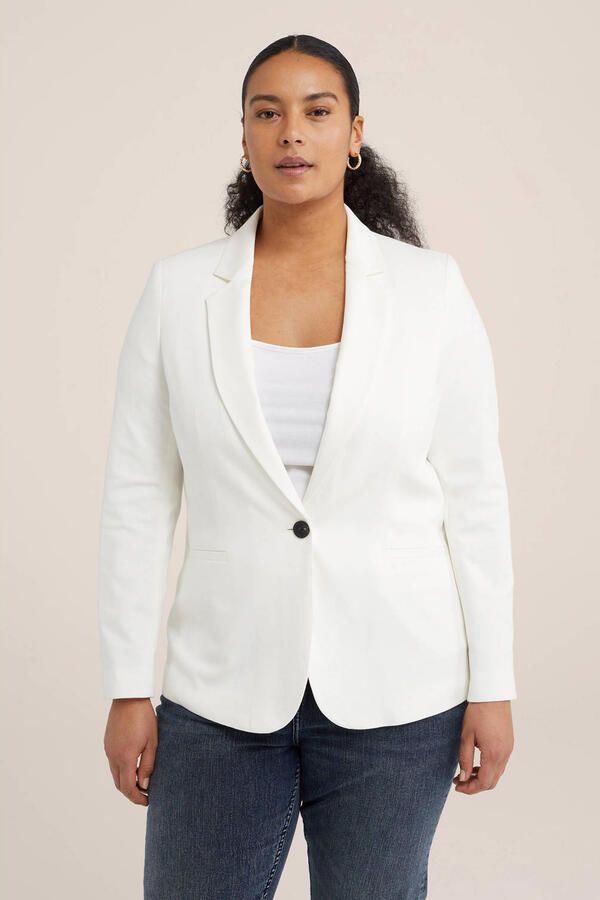 WE Fashion Curve getailleerde blazer wit