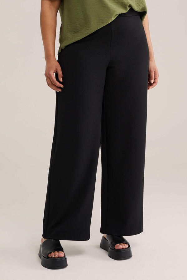 WE Fashion Curve jersey straight regular waist pantalon zwart