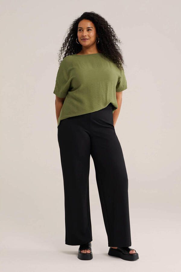 WE Fashion Curve jersey straight regular waist pantalon zwart - Foto 2
