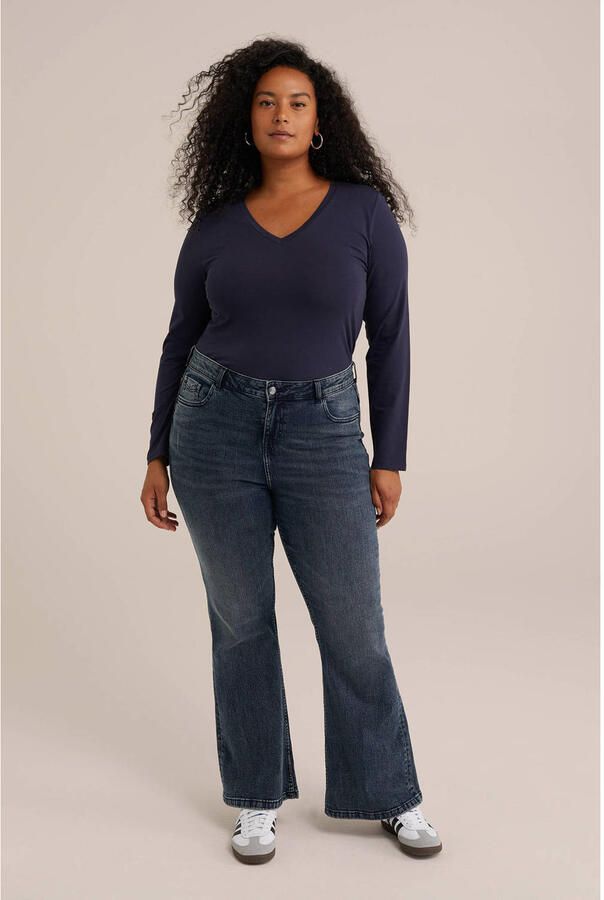 WE Fashion Curve longsleeve donkerblauw