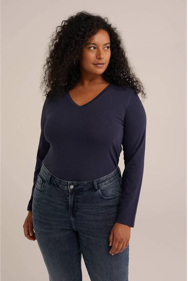 WE Fashion Curve longsleeve donkerblauw - Foto 3