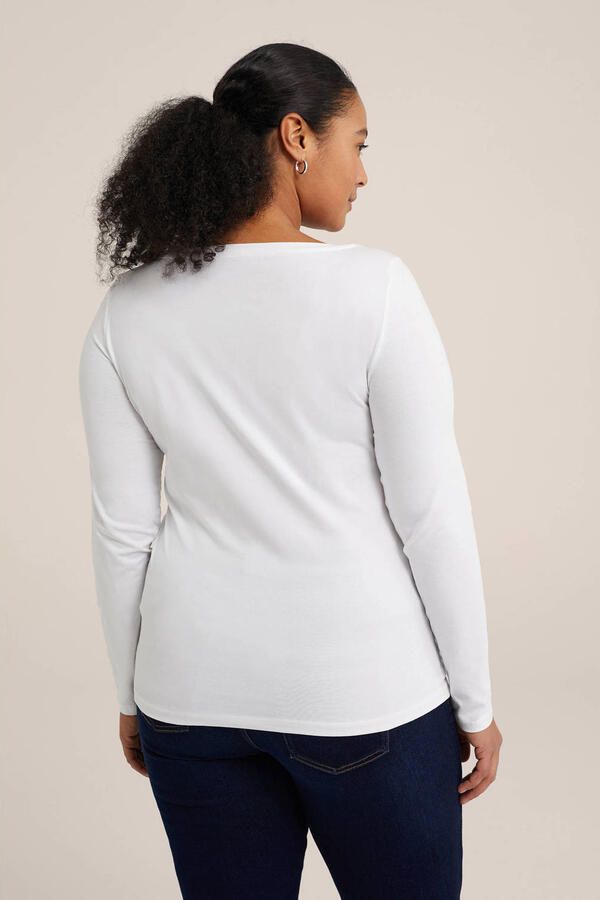 WE Fashion Curve longsleeve met katoen wit - Foto 3