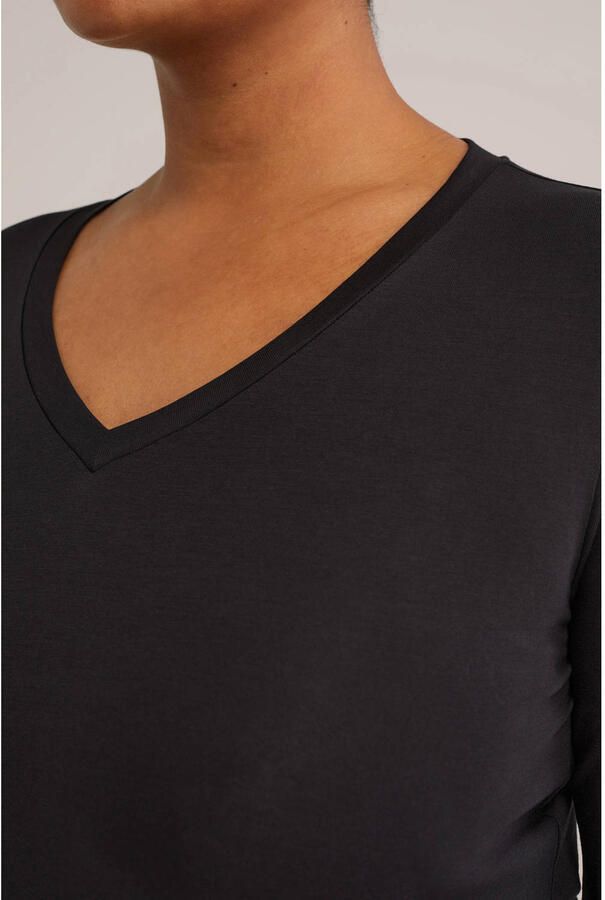 WE Fashion Curve longsleeve met katoen zwart
