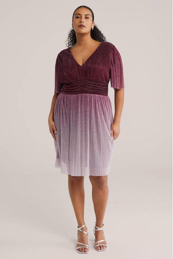 WE Fashion Curve midi jurk met lurex rood - Foto 2