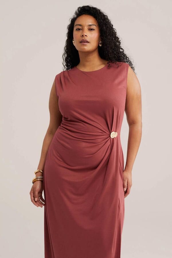 WE Fashion Curve midi jurk Plus Size oudroze