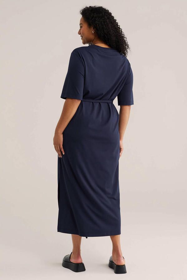 WE Fashion Curve midi zomerjurk met ronde hals Plus Size blauw - Foto 2
