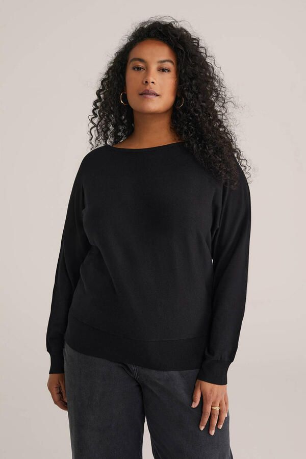 WE Fashion Curve pullover zwart
