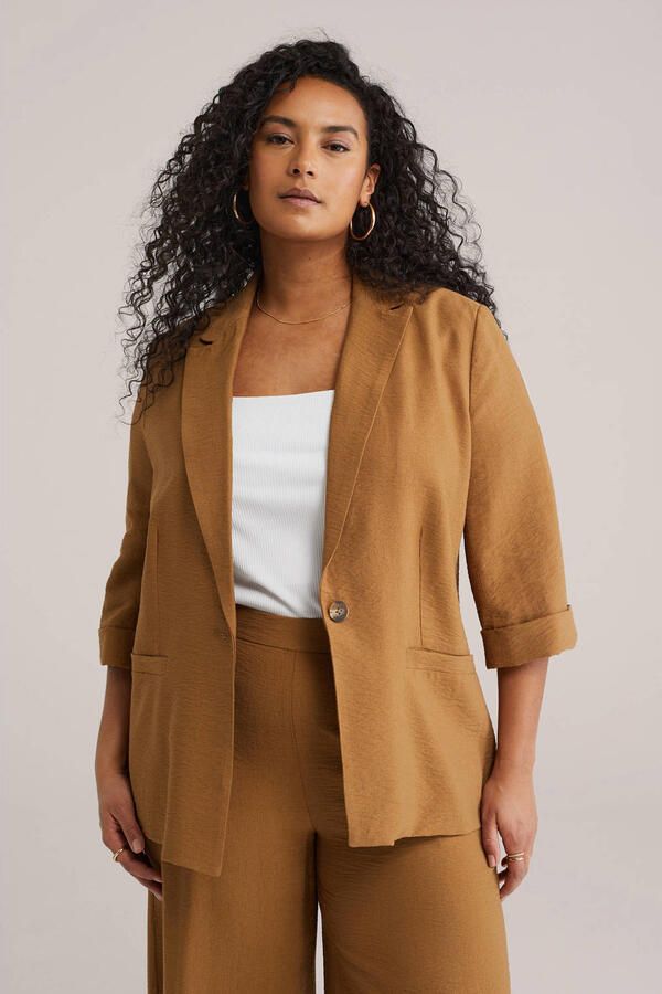 WE Fashion Curve regular blazer camel