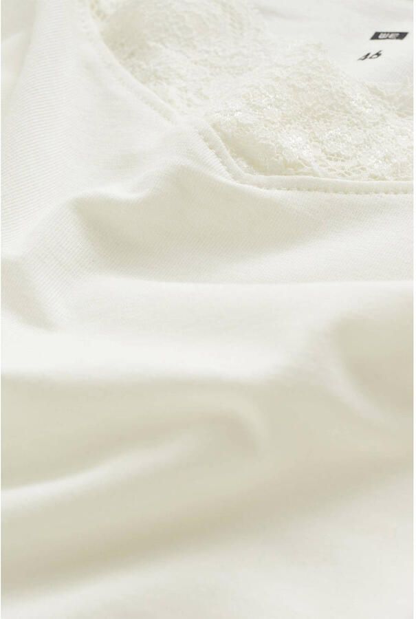 WE Fashion Curve singlet met kant offwhite - Foto 2